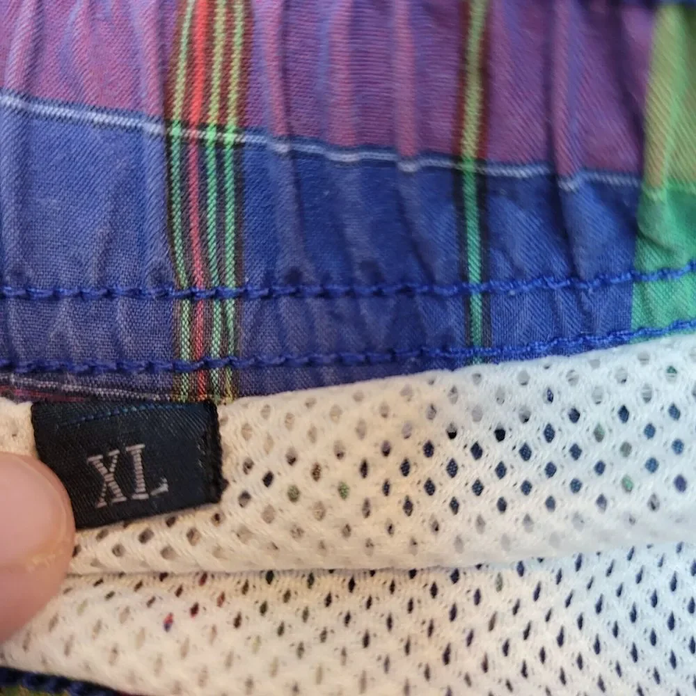 Polo Ralph Lauren Swim Trunks Mens XL‎ Lined Shorts Drawstring Beach Plaid Blue